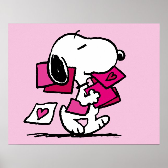 Affiche cacahuètes | Saint Valentin | Snoopy Avec Valentin (Devant)