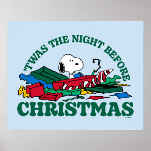 Affiche cacahuètes Snoopy 'C'était la nuit avant Noël