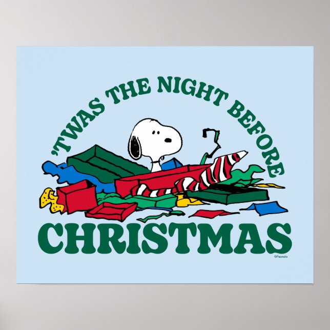 Affiche cacahuètes | Snoopy 'C'était la nuit avant Noël (Devant)