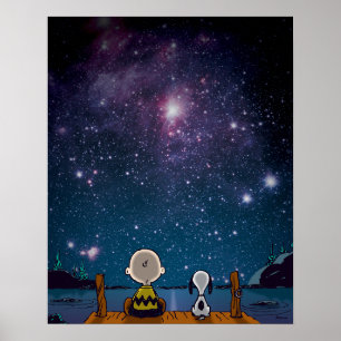 Affiche cacahuètes   Snoopy & Charlie Brown Star Watching