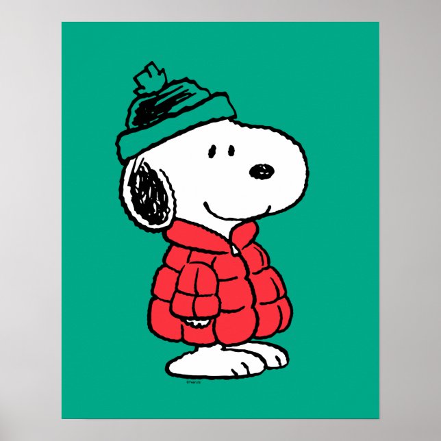 Affiche cacahuètes | Snoopy Chat d'hiver et Casquette (Devant)