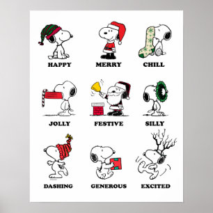 Affiche cacahuètes Snoopy Christmas Holiday Moods
