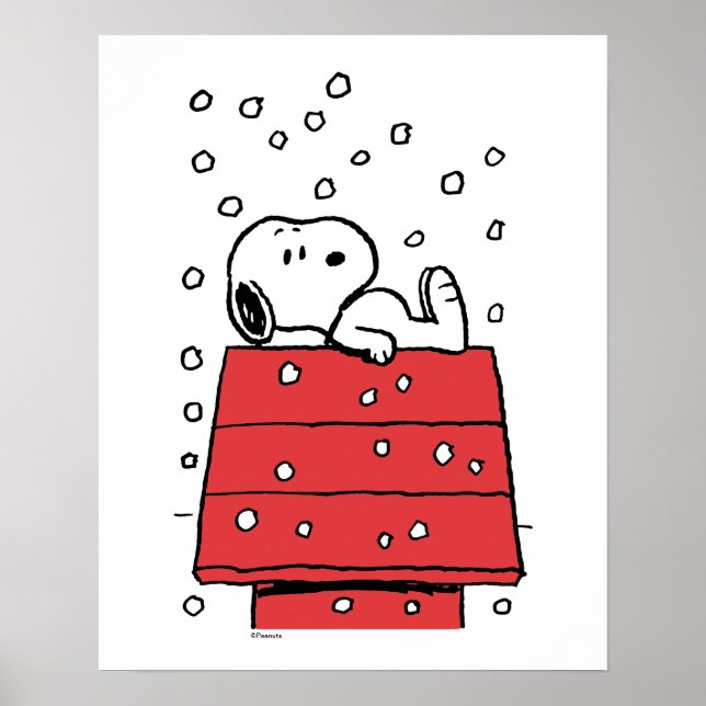 Affiche cacahuètes | Snoopy Doghouse Snowflakes (Devant)