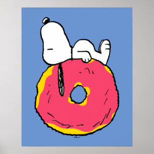 Affiche cacahuètes Snoopy Donut rose