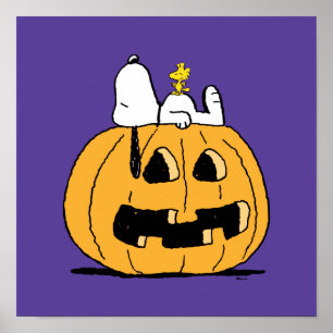Affiche cacahuètes Snoopy et Woodstock Jack-O-Lantern