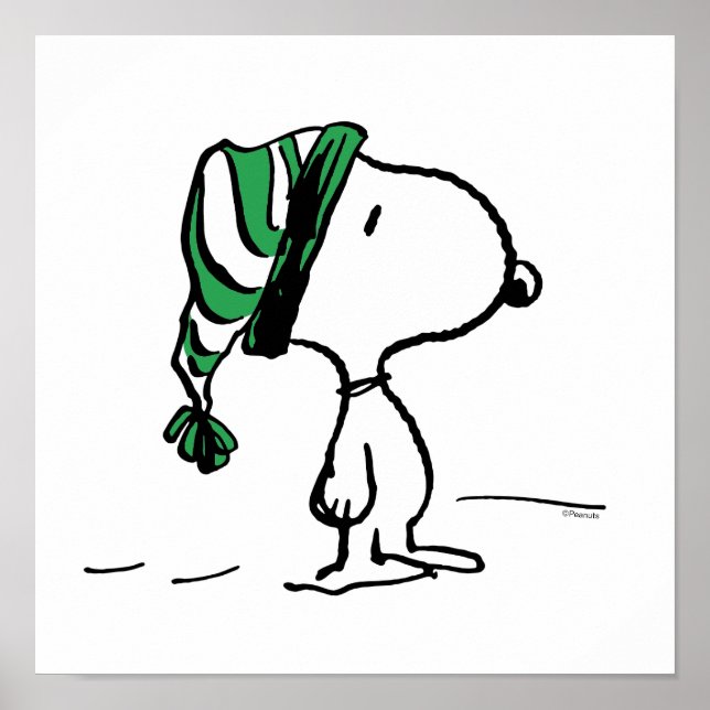 Affiche cacahuètes | Snoopy Green Casquette de neige (Devant)