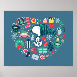 Affiche cacahuètes Snoopy Holiday Happiness Heart