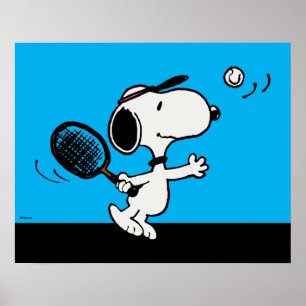 Affiche cacahuètes Snoopy Joue Au Tennis