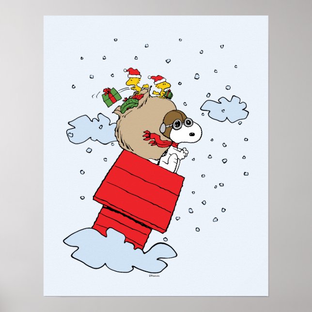 Affiche cacahuètes | Snoopy l'As Volant à Noël (Devant)