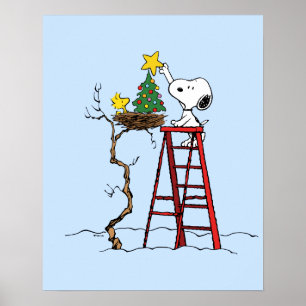 Affiche cacahuètes   Snoopy & Woodstock Arbre de Noël