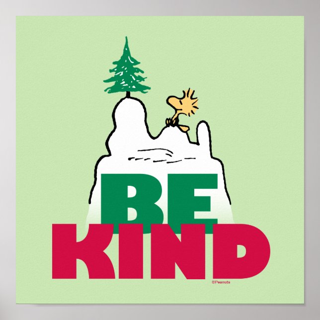 Affiche cacahuètes | Snoopy & Woodstock Be Kind (Devant)