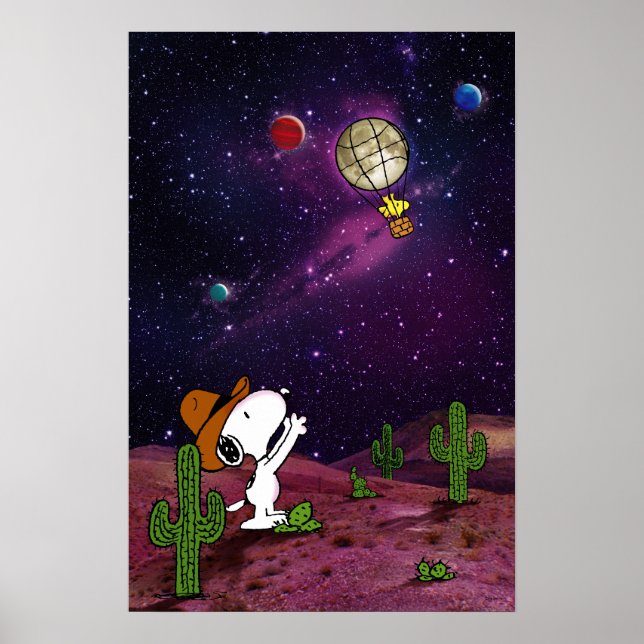 Affiche cacahuètes | Snoopy & Woodstock Cowboy (Devant)