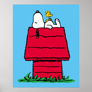 Affiche cacahuètes   Snoopy & Woodstock Doghouse