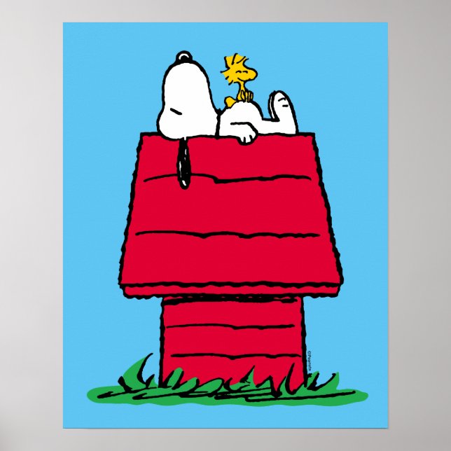 Affiche cacahuètes | Snoopy & Woodstock Doghouse (Devant)