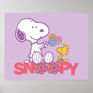 Affiche cacahuètes Snoopy & Woodstock Flowers
