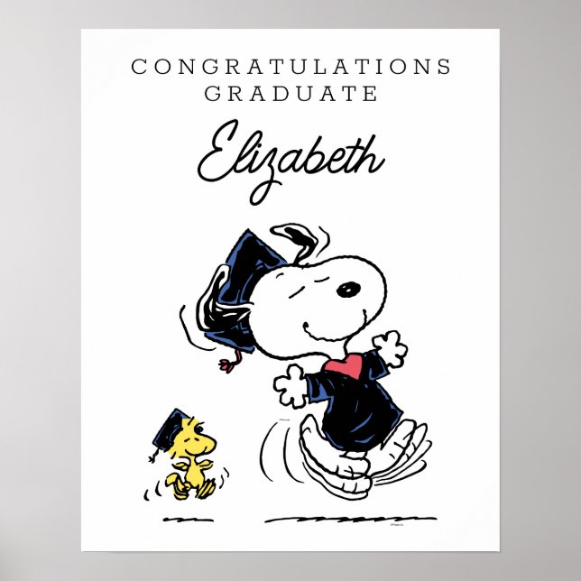 Affiche cacahuètes | Snoopy & Woodstock Graduation (Devant)