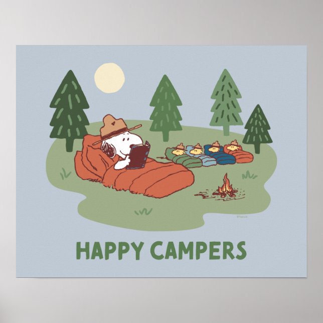 Affiche cacahuètes | Snoopy & Woodstock Happy Campers (Devant)