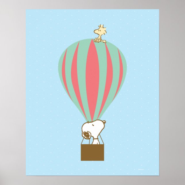 Affiche cacahuètes | Snoopy & Woodstock Hot Air Balloon (Devant)