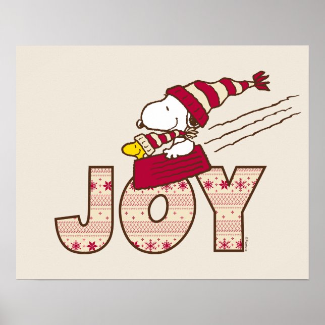 Affiche cacahuètes | Snoopy & Woodstock Joy Sled Ride (Devant)