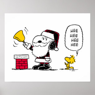 Affiche cacahuètes Snoopy & Woodstock Père Noël Bell Rin