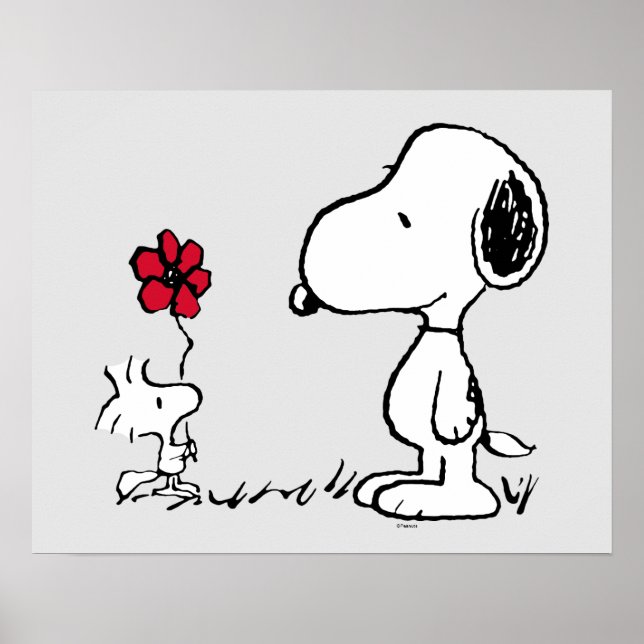 Affiche cacahuètes | Snoopy & Woodstock Rouge & Noir (Devant)