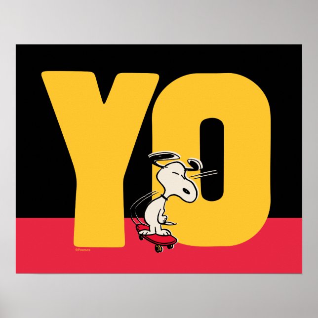 Affiche cacahuètes | Snoopy YO Skateboard (Devant)