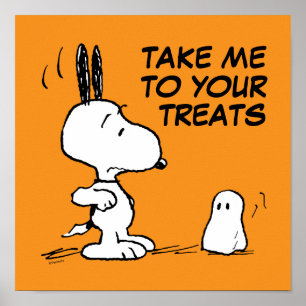 Affiche cacahuètes Woodstock Scares Snoopy