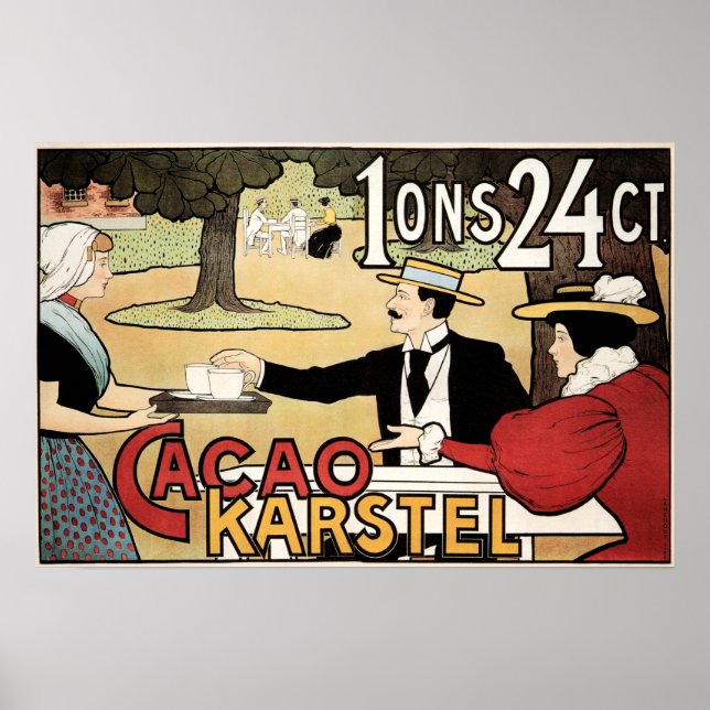 Affiche CACAO FRANÇAIS KARSTEL Chocolat Boisson Café-boiss (Devant)