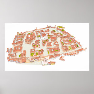 Affiche Caceres Espagne. Cité médiévale