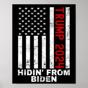 Affiche Cachés de Biden Enfants Hommes Drapeau Trump Anti