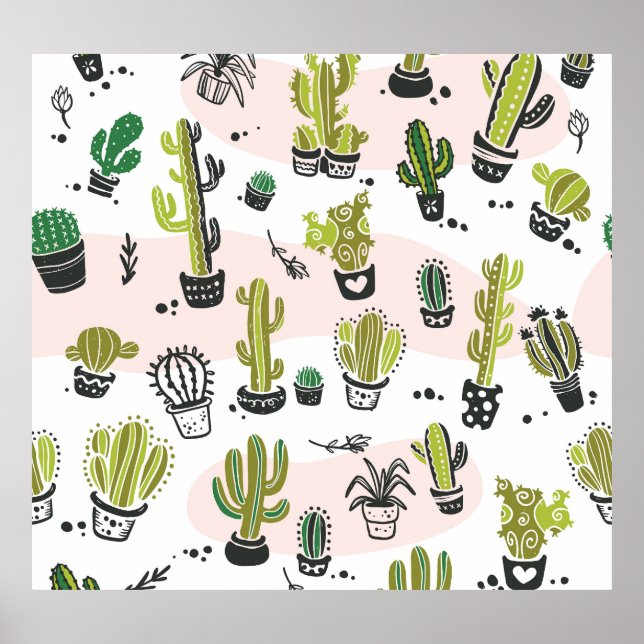 Affiche Cactus à main : vintage sans soudure. (Devant)