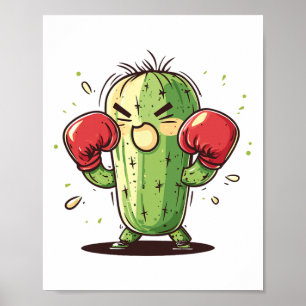 Affiche Cactus Boxer Drôle Humoristique Ly Punch