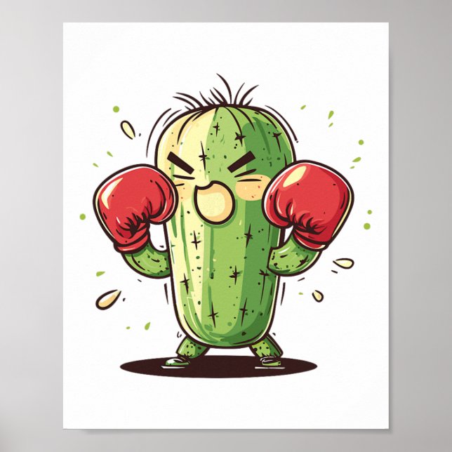 Affiche Cactus Boxer Drôle Humoristique Ly Punch  (Devant)