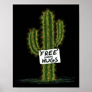 Affiche Cactus Cacti Art drôle Humour Câlins doux 