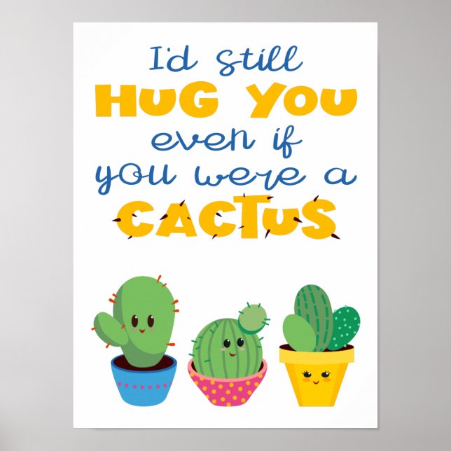 Affiche Cactus coloré romantique humour fun Valentine (Devant)