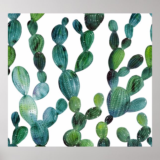 Affiche Cactus Craze : Tendance de l'aquarelle tropicale (Devant)
