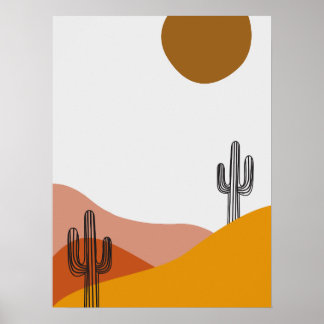 Affiche Cactus Dans Le Paysage Du Désert Illustration