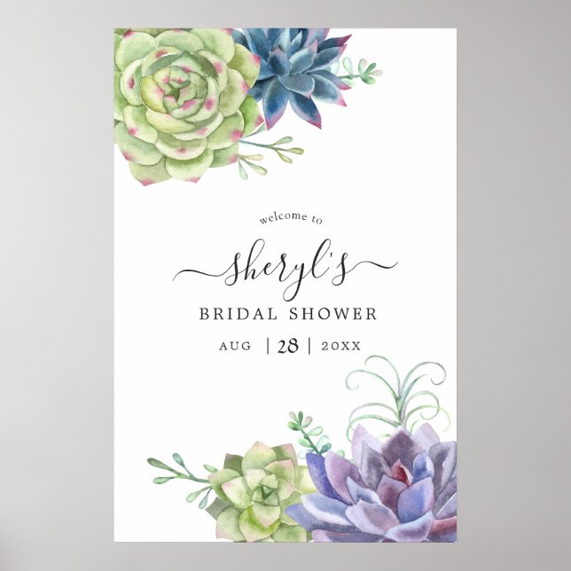 Affiche Cactus de désert Succulentes Accueil de la Mariée (Devant)