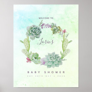 Affiche Cactus de gouache Succulents Bienvenue à la Baby S
