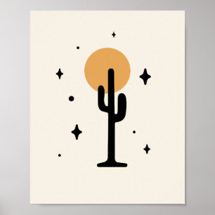 Affiche Cactus de style Boho esthétique Abstrait avec sole