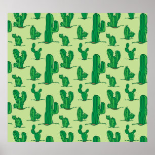 Affiche Cactus dessinés à la main : motif sans soudure.