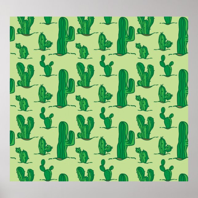 Affiche Cactus dessinés à la main : motif sans soudure. (Devant)