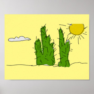 Affiche Cactus Doodle Lucky Green