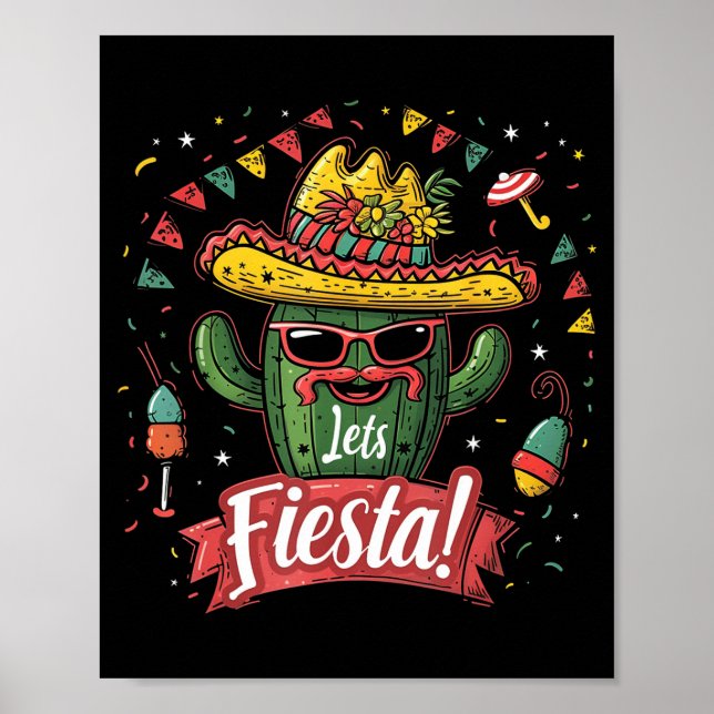 Affiche Cactus - Drôle Cinco De Mayo Hommes Femmes Mexique (Devant)