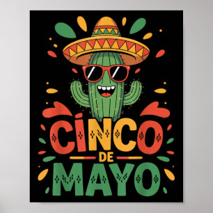 Affiche Cactus Drôle Et Sombrero Cinco De Mayo Cactus Som