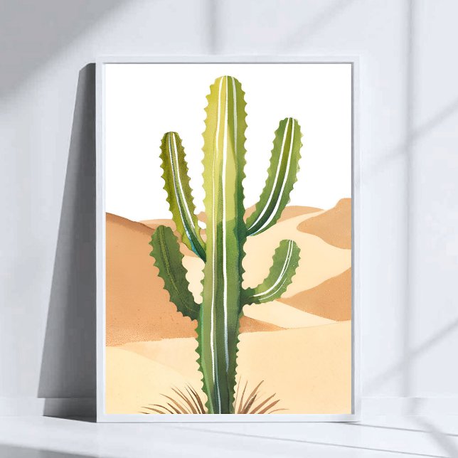 Affiche Cactus du désert | Cactus verts à l'aquarelle (Créateur téléchargé)