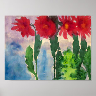 Affiche Cactus en fleurs   Emil Nolde