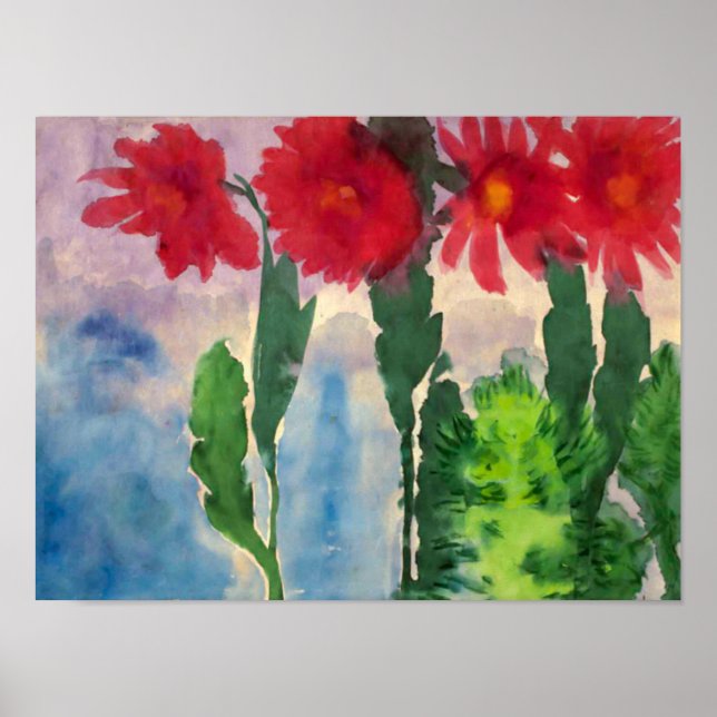 Affiche Cactus en fleurs | Emil Nolde | (Devant)