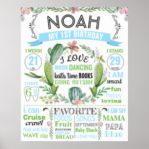 Affiche Cactus Fête mexicaine Fleurs succulentes Anniversa