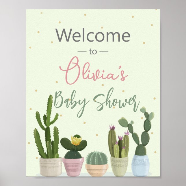 Affiche Cactus Fiesta Baby Shower  Bienvenue  (Devant)